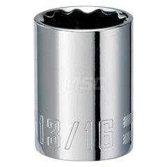 Hand Socket: 1/2″ Drive, 13/16″ Socket, 12-Point Chrome-Plated & Polished