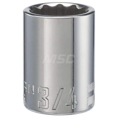 Hand Socket: 1/2″ Drive, 3/4″ Socket, 12-Point Chrome-Plated & Polished