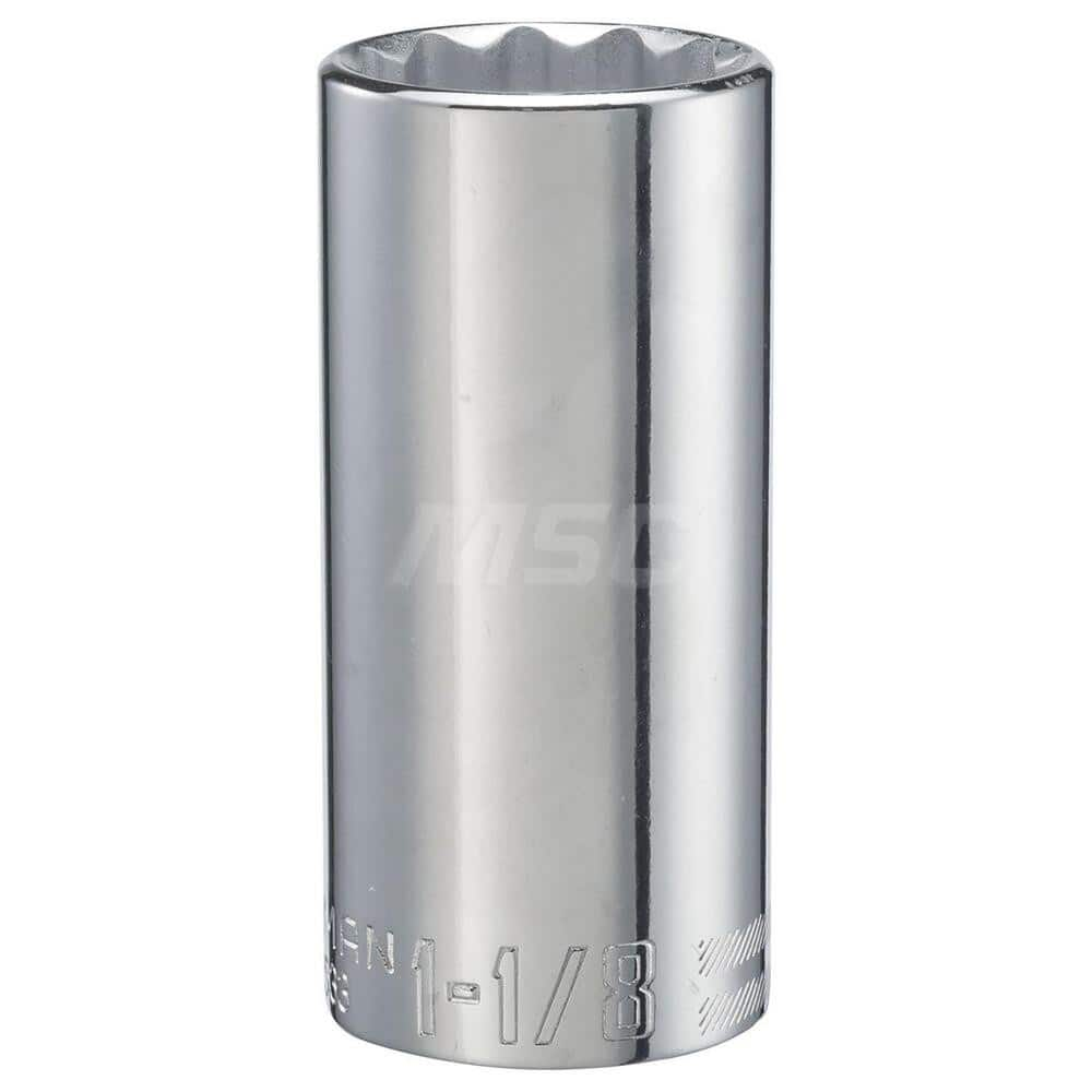 Hand Socket: 1/2″ Drive, 1-1/8″ Socket, 12-Point Chrome-Plated & Polished