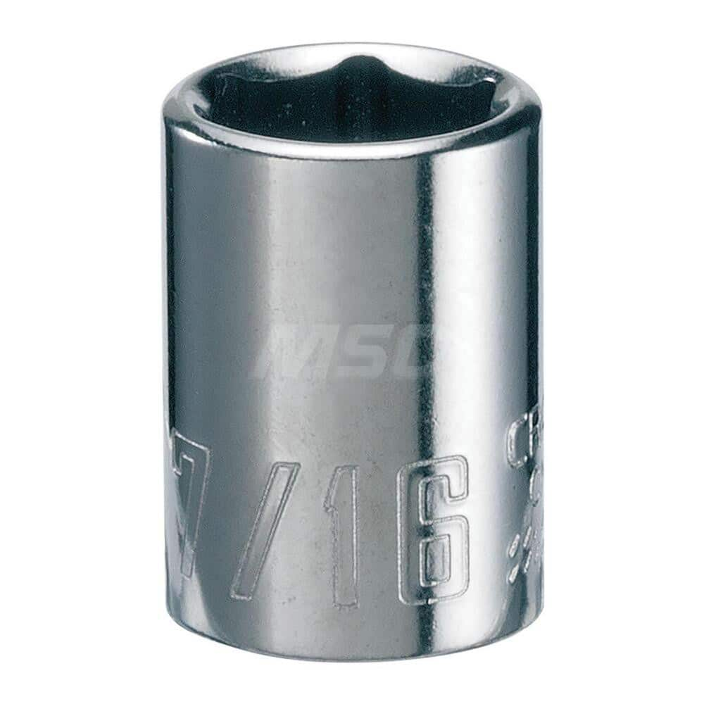 Hand Socket: 1/4″ Drive, 7/16″ Socket, 6-Point Chrome-Plated & Polished