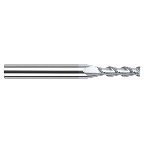 High Helix End Mills for Aluminum Alloys - 0.0470″ (3/64″) Cutter Diameter × 0.1410″ Length of Cut Carbide 45° Helix Square End Mill, 2 Flutes, TiB2 Coated