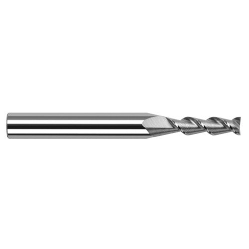 High Helix End Mills for Aluminum Alloys - 0.1562″ (5/32″) Cutter Diameter × 0.2350″ Length of Cut Carbide 45° Helix Square End Mill, 2 Flutes - Exact Industrial Supply