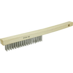 Vortec Pro Hand Wire Scratch Brush, .012 Stainless Steel Fill, Curved Handle, 3 × 19 Rows - All Tool & Supply