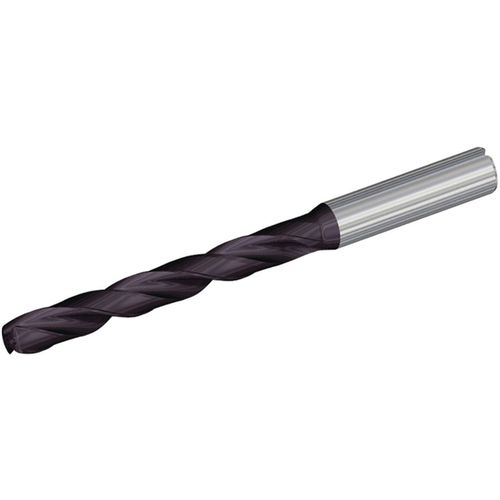 7.5 mm Dia. × 8 mm Shank × 112 mm Flute Length × 153 mm OAL, 132°, TiAlN, Coolant Thru, Round Solid Carbide Drill - Exact Industrial Supply