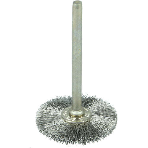 1″ Miniature Wire Wheel, .003″ Stainless Steel Fill, 1/8″ Stem - All Tool & Supply