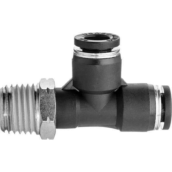 Value Collection - 1/2" OD, NPT Male, Nylon Push-to-Connect Male Run Tee - 150 Max psi, Black - All Tool & Supply