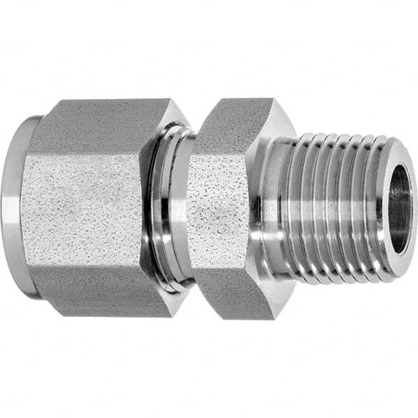 USA Sealing - 1/4" Tube OD x 1/4 Thread 316 Stainless Steel Compression Tube Male Connector - All Tool & Supply