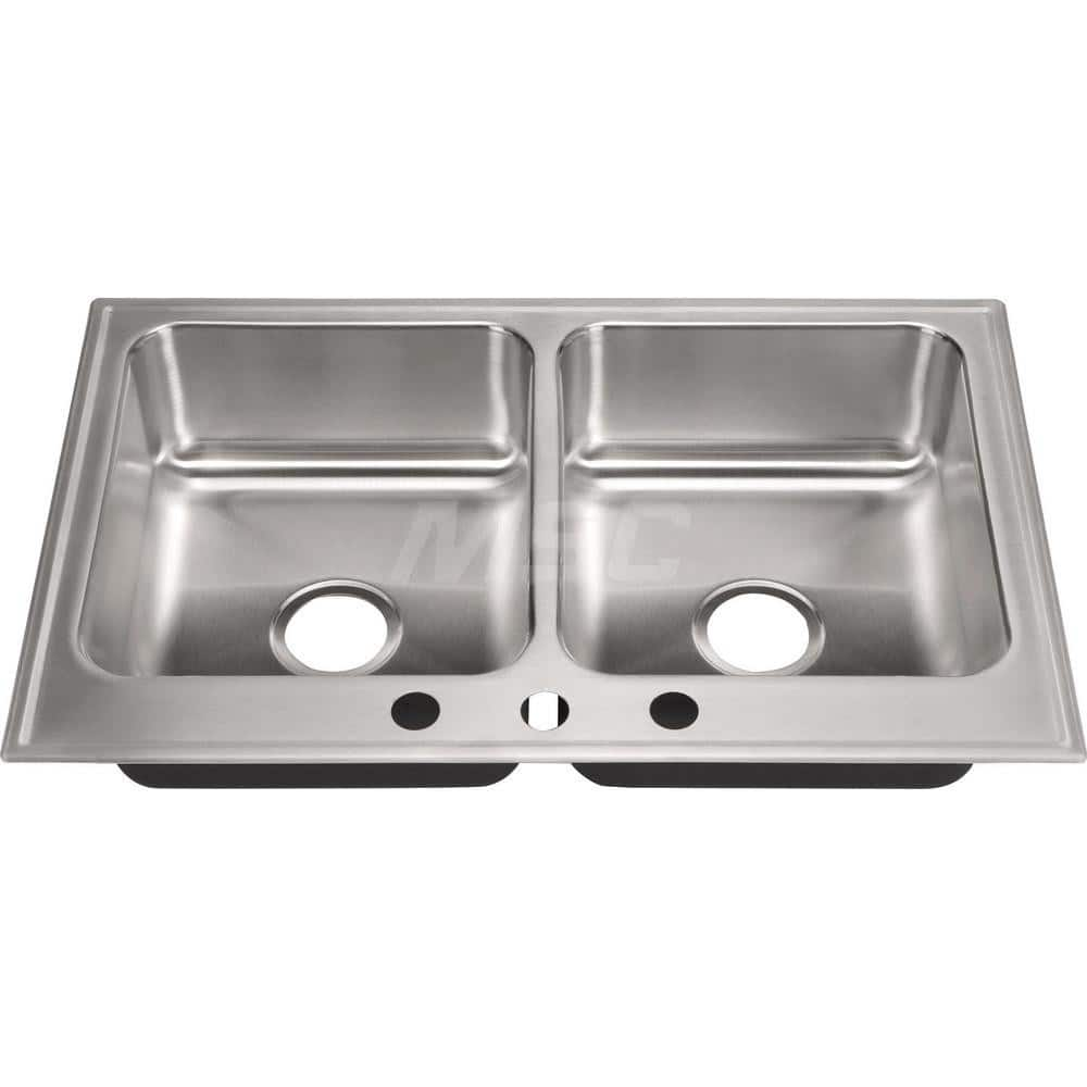 Just Manufacturing - Sinks; Type: Drop In Sink ; Outside Length: 33 (Inch); Outside Width: 22 (Inch); Outside Height: 7-1/2 (Inch); Inside Length: 14 (Inch); Inside Width: 16 (Inch) - Exact Industrial Supply