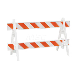 Traffic Barricades; Type: A-Frame; Barricade Height (Inch): 40; Material: Plastic; Barricade Width (Inch): 29; Reflective: Yes; Compliance: None; Color: White; Weight (Lb.): 6.0000; Top Panel Height (Inch): 8; Top Panel Width (Inch): 72; Bottom Panel Heig