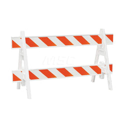 Traffic Barricades; Type: A-Frame; Barricade Height (Inch): 40; Material: Plastic; Barricade Width (Inch): 29; Reflective: Yes; Compliance: None; Color: White; Weight (Lb.): 6.0000; Top Panel Height (Inch): 8; Top Panel Width (Inch): 72; Bottom Panel Heig