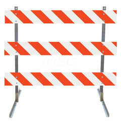 Traffic Barricades; Type: Type III; Barricade Height (Inch): 63; Material: Galvanized Steel Upright; Plastic Board; Barricade Width (Inch): 48; Reflective: Yes; Compliance: NCHRP-350; MUTCD; Weight (Lb.): 16.0000; Top Panel Height (Inch): 8; Top Panel Wid