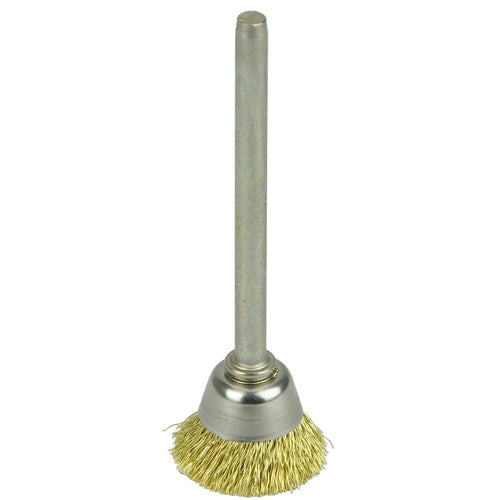 5/8″ Miniature Wire Cup Brush, .003″ Brass Fill, 1/8″ Stem - All Tool & Supply