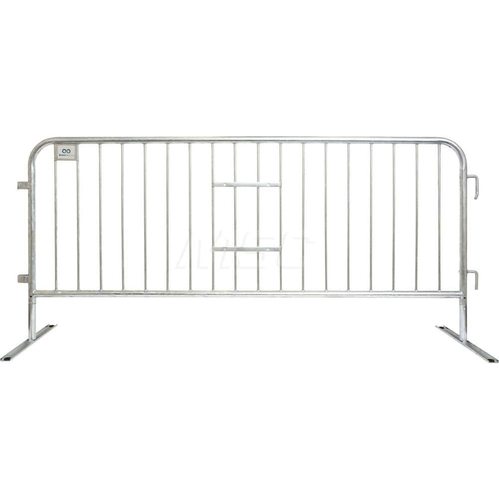 Crowd Control Barrier: 96' Long Overall Lg, 43' Long Ht, Galvanized, 44 lb, Flat feet