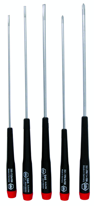 5 Piece - Precision Long Slotted & Phillips Screwdriver Set - #26192 - Includes: Slotted 2.5 - 4.0mm Phillips #0 - 1 - All Tool & Supply