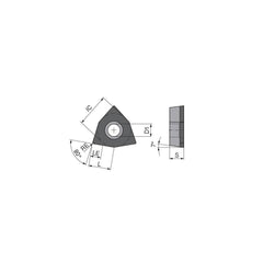 Turning Insert:  WCGW1211TN012DF3,  Polycrystalline Cubic Boron Nitride TiCN Finish,  Neutral,  0.0157″ Corner Radius,  80.0 &deg N/A Trigon,  Series  WCGW