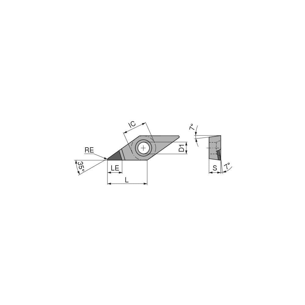 Turning Insert:  VCGT331FNA6CB1 CTDPD20,  Polycrystalline Diamond Uncoated Finish,  Neutral,  0.0157″ Corner Radius,  35.0 &deg N/A Diamond,  Series  VCGT