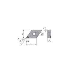 Turning Insert:  DCGW32.51FN_A3 CTDMD05,  Polycrystalline Diamond Neutral,  0.0157″ Corner Radius,  55.0 &deg N/A Diamond,  Series  DCGW