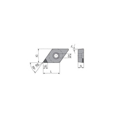 Turning Insert:  DCGW32.5.5FNA3 CTDMD05,  Polycrystalline Diamond Neutral,  0.0079″ Corner Radius,  55.0 &deg N/A Diamond,  Series  DCGW