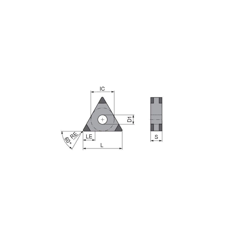 Turning Insert:  TNGA332SN014GM3,  Polycrystalline Cubic Boron Nitride TiN Finish,  Neutral,  0.0315″ Corner Radius,  60.0 &deg N/A Triangle,  Series  TNGA