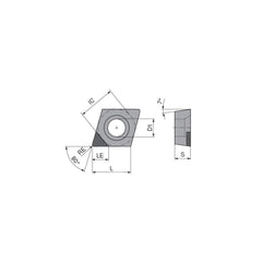 Turning Insert:  CCGW32.51FN_A3 CTDMD05,  Polycrystalline Diamond Neutral,  0.0157″ Corner Radius,  80.0 &deg N/A Diamond,  Series  CCGW