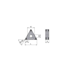 Turning Insert:  TNGA332SN013EM3,  Polycrystalline Cubic Boron Nitride TiN Finish,  Neutral,  0.0315″ Corner Radius,  60.0 &deg N/A Triangle,  Series  TNGA