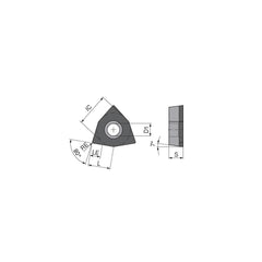 Turning Insert:  WCGW1.211FN_F3 CTBH20U,  Polycrystalline Cubic Boron Nitride TiCN Finish,  Neutral,  0.0157″ Corner Radius,  80.0 &deg N/A Trigon,  Series  WCGW