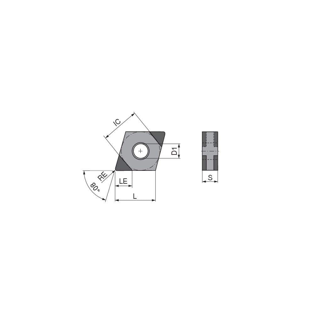 Turning Insert:  CNGA432-X-25S-4SC ,  Polycrystalline Cubic Boron Nitride TiCN Finish,  Neutral,  1/2″ Inscribed Circle,  0.0315″ Corner Radius,  80.0 &deg N/A Diamond,  Series  CNGA