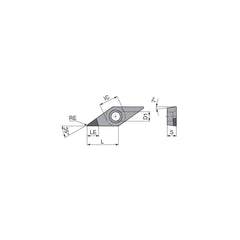 Turning Insert:  VCGW331FN_A3 CTDCD10,  Polycrystalline Diamond Diamond Coating Finish,  Neutral,  0.0157″ Corner Radius,  35.0 &deg N/A Diamond,  Series  VCGW