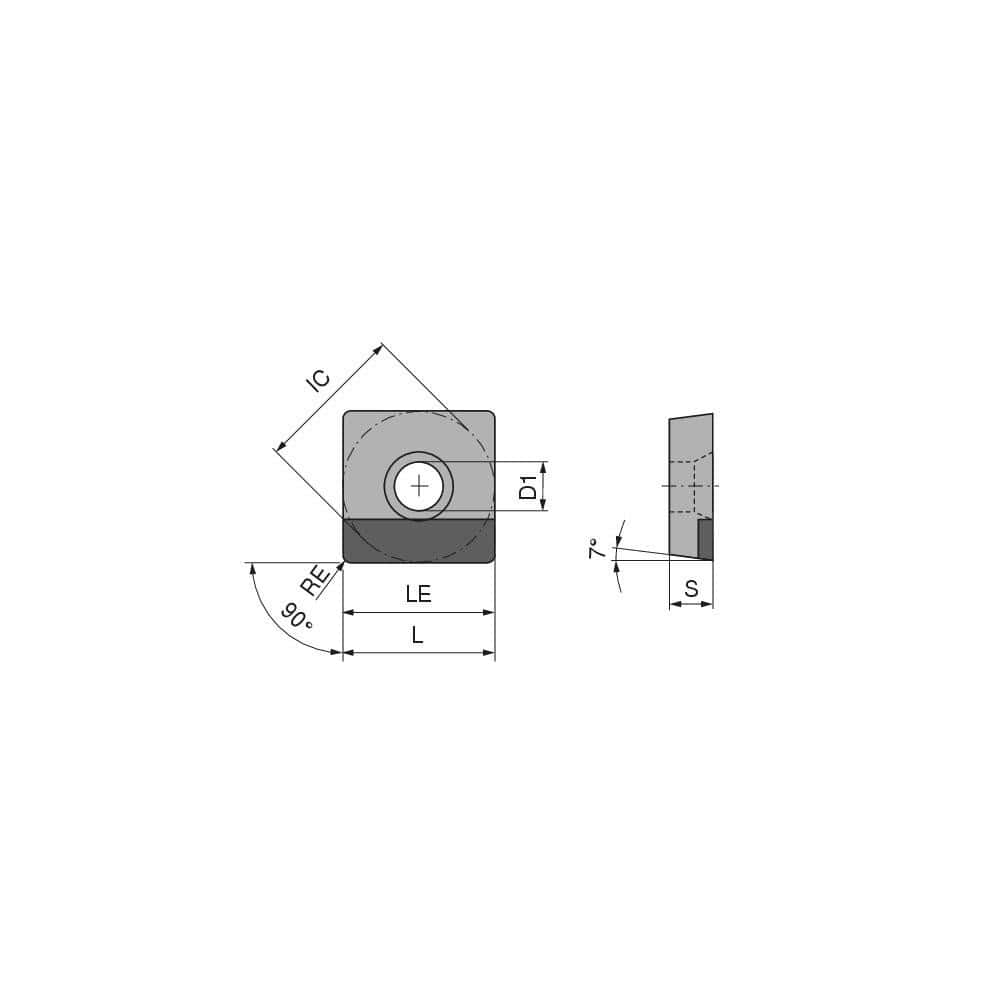 Turning Insert:  SCGW432FN_A13 CTDPD20,  Polycrystalline Diamond Uncoated Finish,  Neutral,  1/2″ Inscribed Circle,  0.0315″ Corner Radius,  90.0 &deg N/A Square,  Series  SCGW