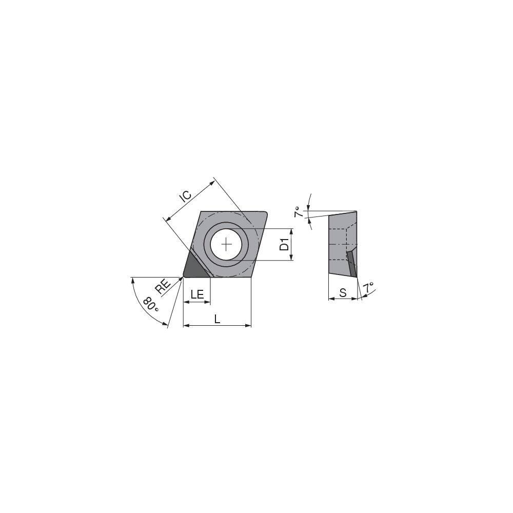 Turning Insert:  CCGT2155FNA2QCB1,  Polycrystalline Diamond Diamond Coating Finish,  Neutral,  1/4″ Inscribed Circle,  0.0079″ Corner Radius,  80.0 &deg N/A Diamond,  Series  CCGT