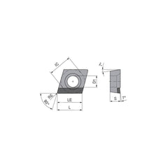 Turning Insert:  CCGT21.52FRRA6 CTDPS30,  Polycrystalline Diamond Uncoated Finish,  Right Hand,  1/4″ Inscribed Circle,  0.0315″ Corner Radius,  80.0 &deg N/A Diamond,  Series  CCGT