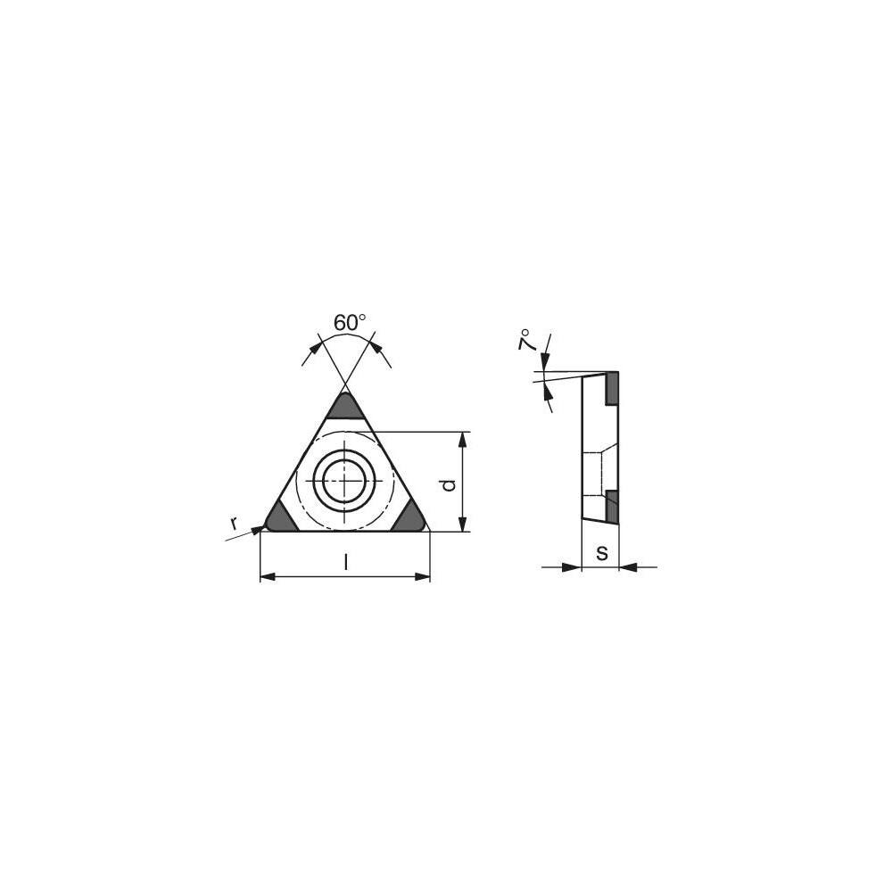 Turning Insert:  PTCGW18152ENC2 CTBH15U,  Polycrystalline Cubic Boron Nitride TiN Finish,  Neutral,  0.0315″ Corner Radius,  60.0 &deg N/A Triangle,  Series  TCGW