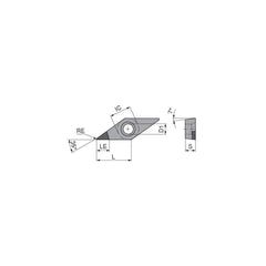 Turning Insert:  VCGW333FN_A5 CTDPS30,  Polycrystalline Diamond Uncoated Finish,  Neutral,  0.0472″ Corner Radius,  35.0 &deg N/A Diamond,  Series  VCGW