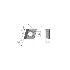 Turning Insert:  CCGW21.51FLLA6 CTDPD20,  Polycrystalline Diamond Uncoated Finish,  Left Hand,  1/4″ Inscribed Circle,  0.0157″ Corner Radius,  80.0 &deg N/A Diamond,  Series  CCGW