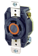 30 Amp; 125/250 Volt; NEMA L14-30R; 3P; 4W; Flush Mtg Locking Receptacle; Industrial Grade; Grounding; V-0-MAX - Black - All Tool & Supply