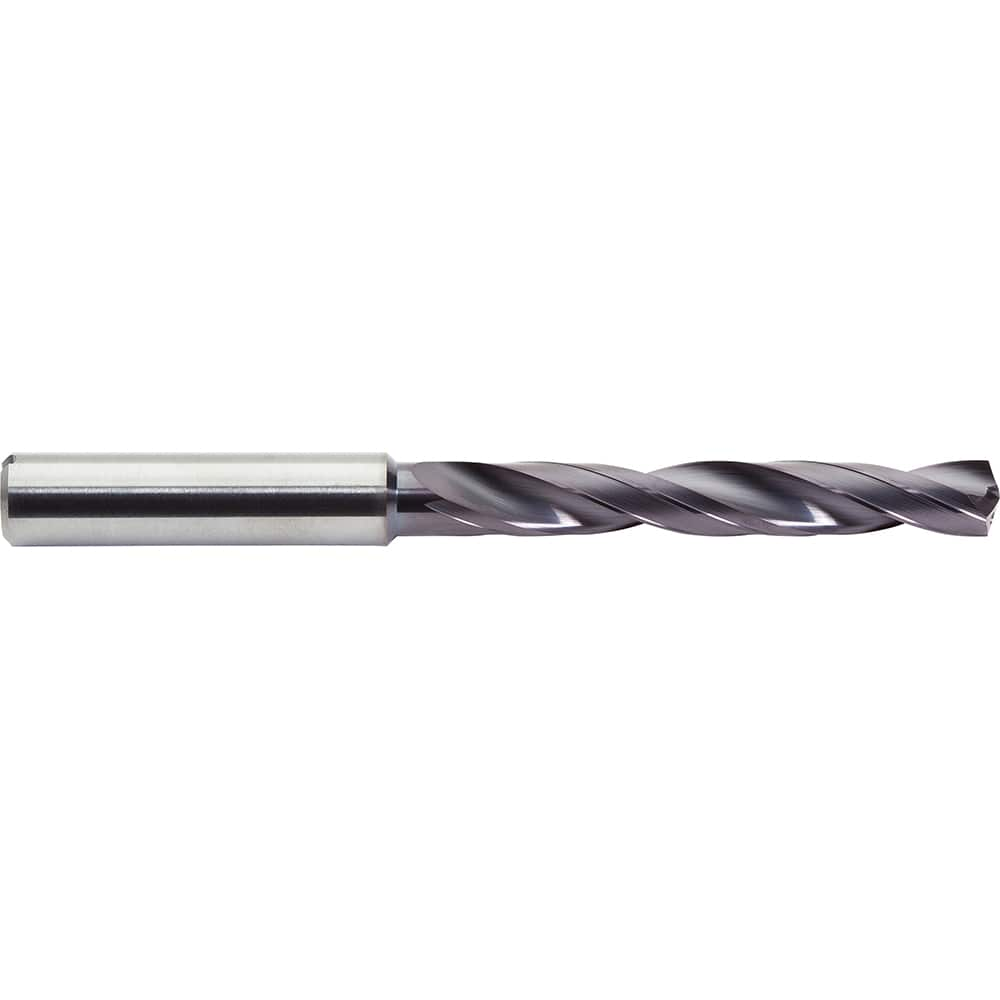 Jobber Length Drill Bit: 0.5709″ Dia, 142 °, Solid Carbide ALtima Plus Finish, 5.2362″ OAL, Right Hand Cut, Helical Flute, Straight-Cylindrical Shank