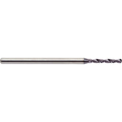 Micro Drill Bit: 0.0709″ Dia, 140 °, Solid Carbide ALtima Finish, RH Cut, Helical Flute, Straight-Cylindrical Shank