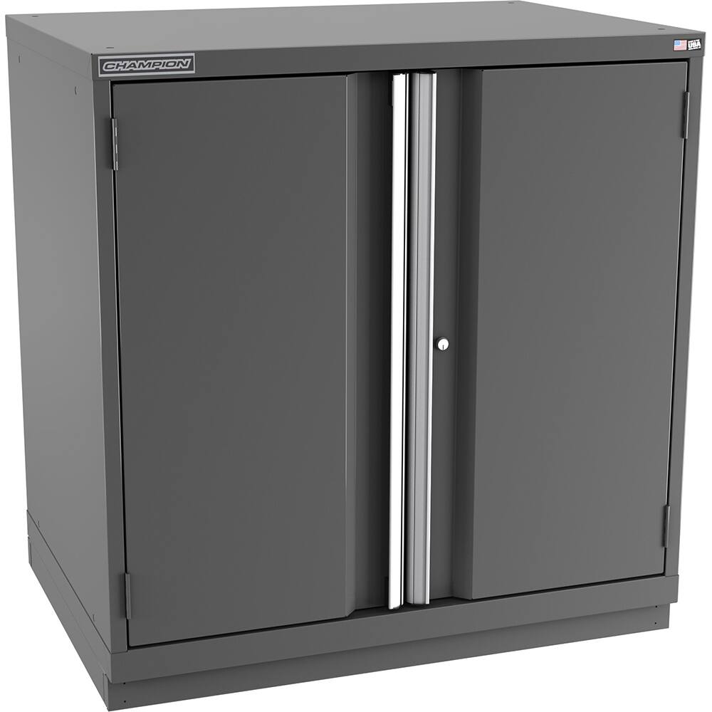 Champion Tool Storage - Storage Cabinets; Type: Counter-Height Standard Plus Wide Door Cabinet ; Width (Inch): 40-1/4 ; Depth (Inch): 28-1/2 ; Height (Inch): 41-3/4 ; Number of Shelves: 3 ; Material: Steel - Exact Industrial Supply