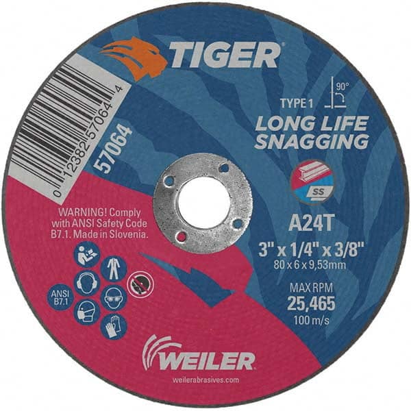 Weiler - 3 x 1/4, 3/8" Hole Aluminum Oxide Cutoff Wheel - All Tool & Supply