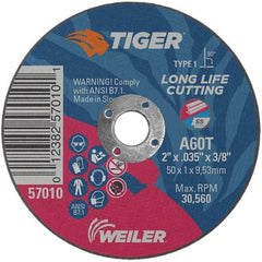 Weiler - 2 x 0.035, 3/8" Hole 60 Grit Aluminum Oxide Cutoff Wheel - All Tool & Supply