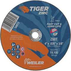 Weiler - 4 x 0.035, 3/8" Hole 60 Grit Zirconia Alumina Cutoff Wheel - All Tool & Supply