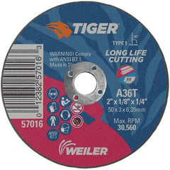 Weiler - 2 x 1/8, 1/4" Hole 36 Grit Aluminum Oxide Cutoff Wheel - All Tool & Supply