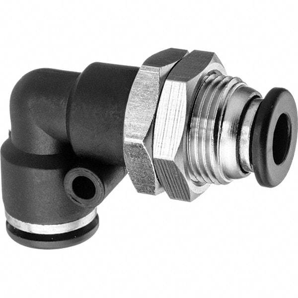 Value Collection - 3/8" OD, Nylon Push-to-Connect Bulkhead Union Elbow - 150 Max psi, Black - All Tool & Supply