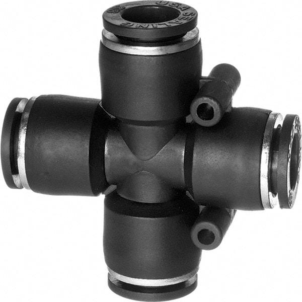 Value Collection - 1/4" OD, Nylon Push-to-Connect Union Cross - 150 Max psi, Black - All Tool & Supply