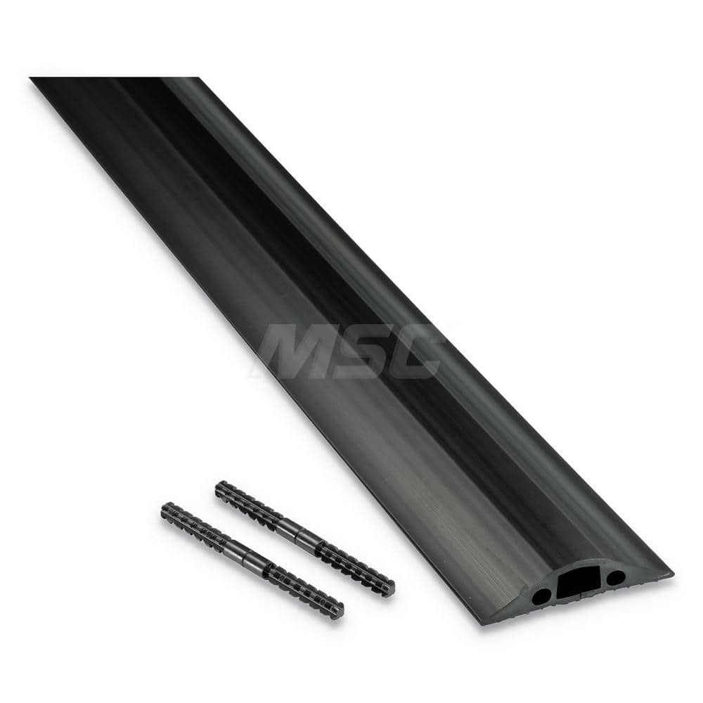 D-Line - On Floor Cable Covers; Cover Material: PVC ; Number of Channels: 1 ; Color: Black ; Overall Length (Feet): 30 ; Maximum Compatible Cable Diameter (Inch): 21/64 ; Overall Width (Decimal Inch): 2-5/8 - Exact Industrial Supply