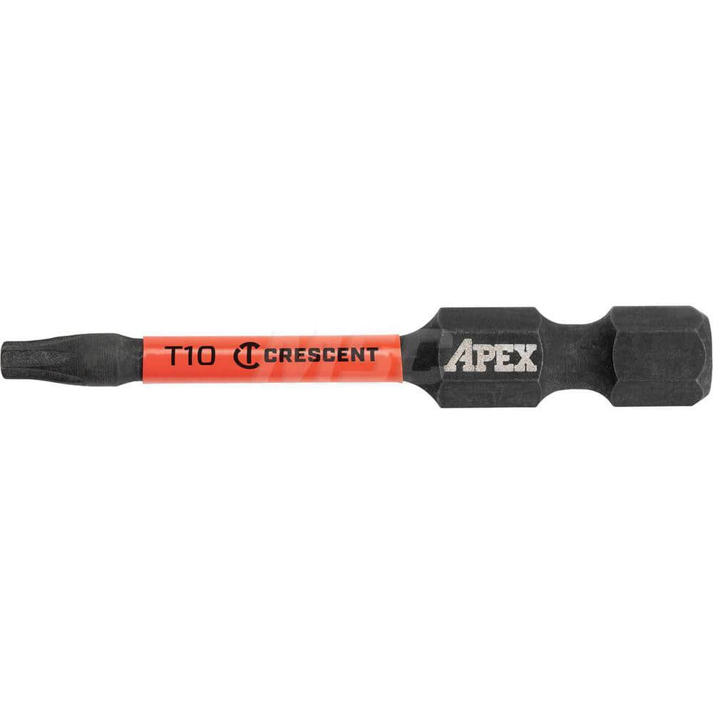 Crescent - Torx Screwdriver Bits; Type: Bit ; Drive Size (Inch): 1/4 ; Style: Power Bit ; Torx Size: T10 ; Overall Length Range: 1" - Exact Industrial Supply