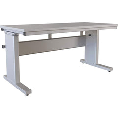 BOSTONtec - Stationary Work Benches, Tables; Type: Manual Height Adjustable Workstation ; Top Material: Laminate ; Width (Inch): 60 ; Depth (Inch): 30 ; Maximum Height (Inch): 44 ; Leg Style: Adjustable Height; C-Leg (Cantilever); Manual Height Adjustment - Exact Industrial Supply