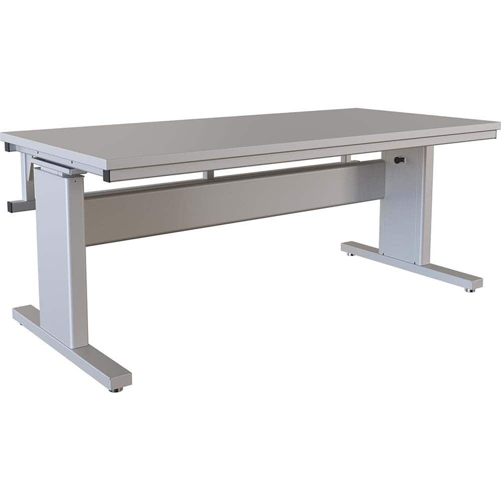 BOSTONtec - Stationary Work Benches, Tables; Type: Manual Height Adjustable Workstation ; Top Material: Laminate ; Width (Inch): 72 ; Depth (Inch): 36 ; Maximum Height (Inch): 44 ; Leg Style: Adjustable Height; C-Leg (Cantilever); Manual Height Adjustment - Exact Industrial Supply