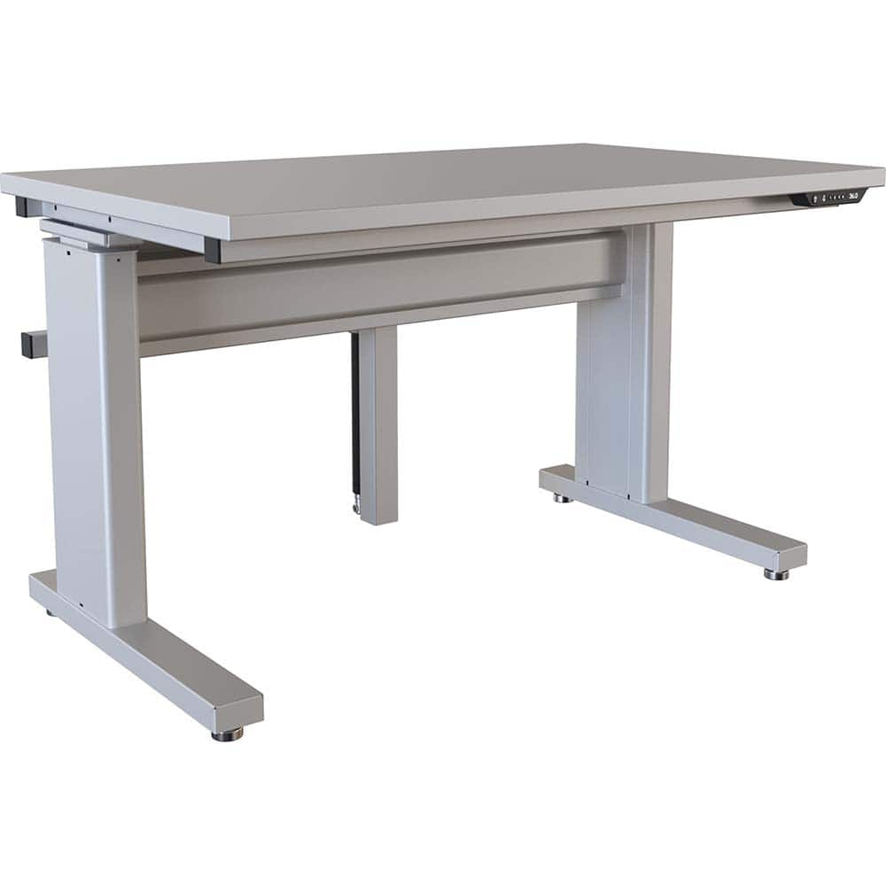 BOSTONtec - Stationary Work Benches, Tables; Type: Electric Height Adjustable Workstation ; Top Material: Laminate ; Width (Inch): 48 ; Depth (Inch): 30 ; Maximum Height (Inch): 44 ; Leg Style: Adjustable Height; C-Leg (Cantilever); Motor Height Adjustme - Exact Industrial Supply