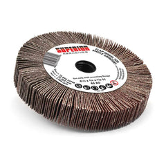 Superior Abrasives - Mounted Flap Wheels; Abrasive Type: Coated ; Outside Diameter (Inch): 4-1/2 ; Face Width (Inch): 3/4 ; Abrasive Material: Aluminum Oxide ; Grit: 60 ; Mounting Type: Arbor - Exact Industrial Supply